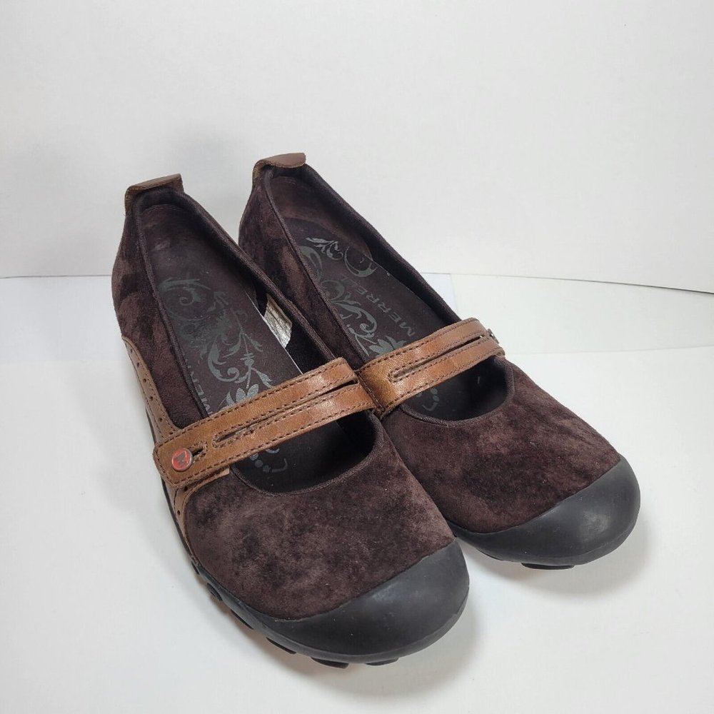 Merrell Plaza Bandeau Brown Mary Jane Hiking Shoes Womens Size 9 Suede SlipOn